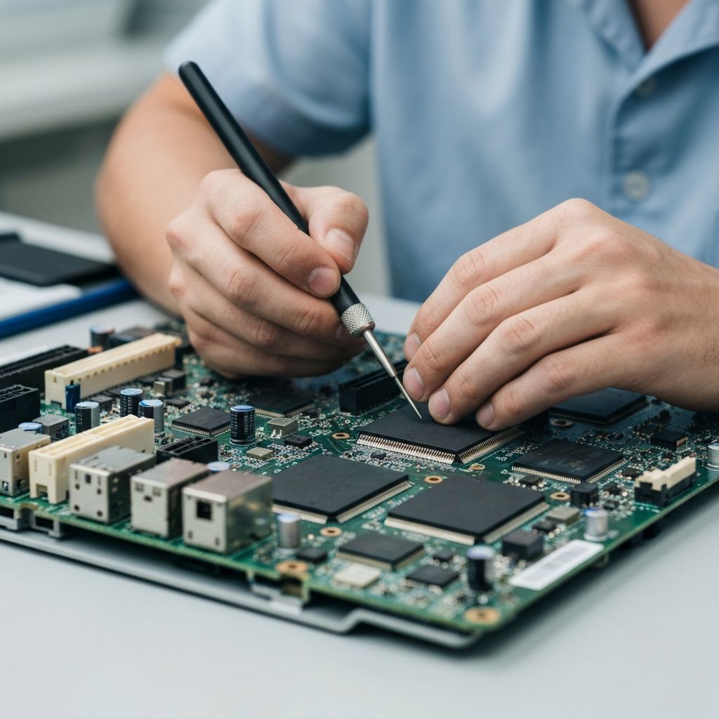 Smart TV motherboard repair close-up